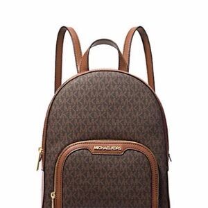 Michael Kors Tan and Brown Signature Backpack